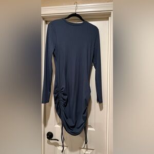 Topshop Navy Long Sleeve Dress